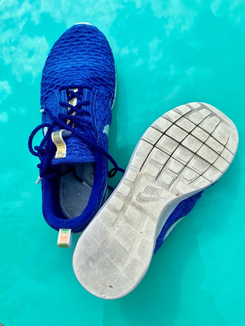 Nike Men’s Flyknit Athletic Sneakers - Blue with White Accents - Picture 6 of 6